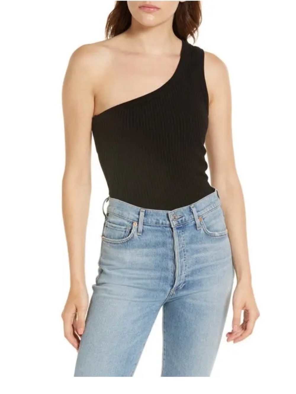 Citizens of Humanity Narida Black One Shoulder Tank, Size L - ORGANIC